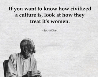 a black and white photo of a man with a quote by bacha khan