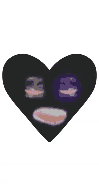 a black heart with a blurred face inside