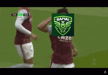 a soccer player with a safuu logo on their face