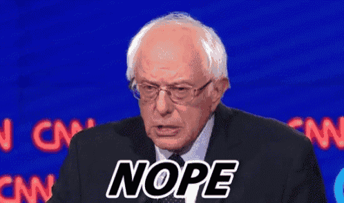 a man in a suit and tie is saying nope in front of a blue background