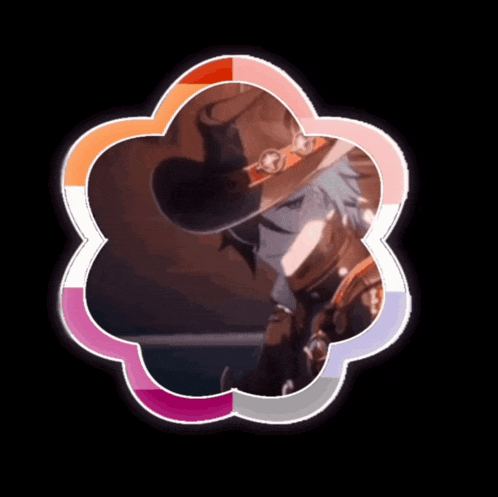 a picture of a man in a cowboy hat with a flower shaped frame around him