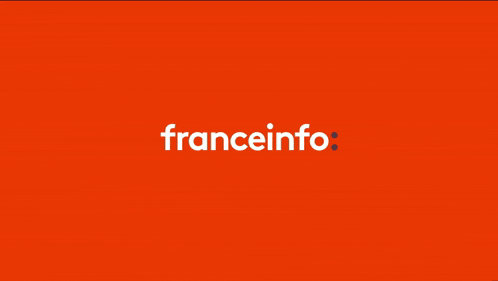 a red and orange background with the words franceinfo