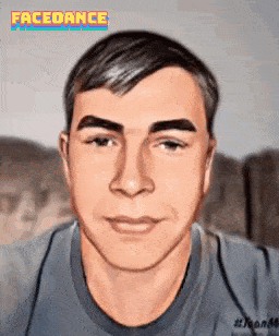a cartoon drawing of a man 's face with the words facedance on the bottom