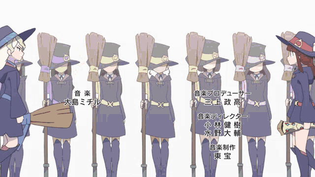 a group of witches standing next to each other with their brooms