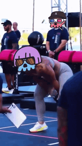 a cartoon character wearing sunglasses and a hat with a skull on it
