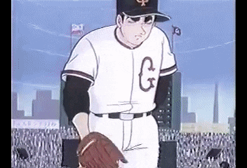 a cartoon of a baseball player with the letter g on his shirt