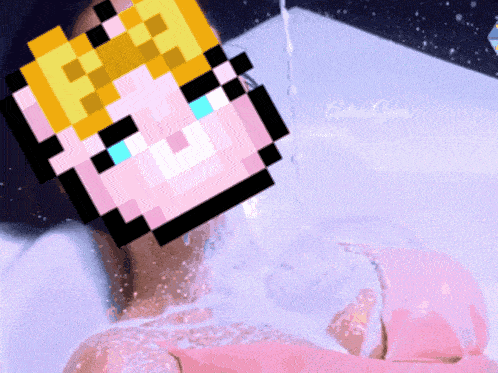 a pixelated image of a girl in a bathtub with the words artistic gems below