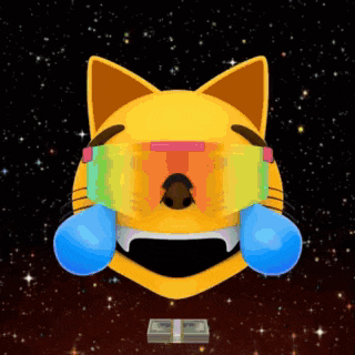 a cat emoji with tears running down its face