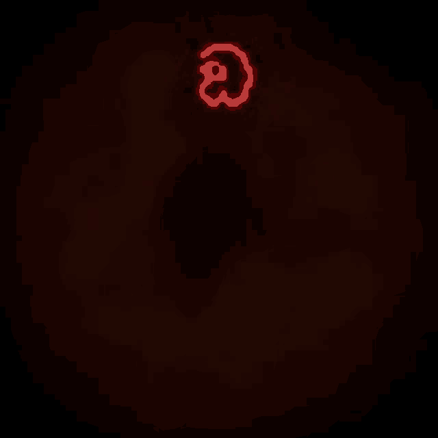 a red neon sign is glowing in the dark on a dark background .