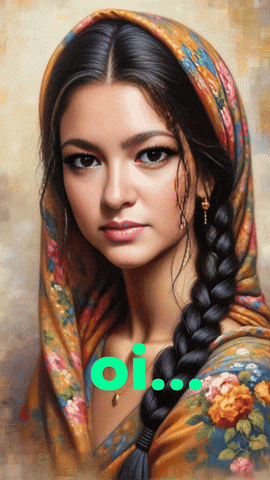 a painting of a woman with a braid and the word oi on it