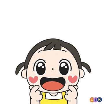 a cartoon drawing of a girl with hearts on her face and the word lek on the bottom
