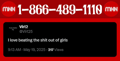 a phone number for mnn is displayed above a tweet by virt2