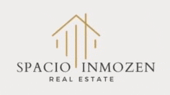 the logo for spacio inmozen real estate has a house on it .