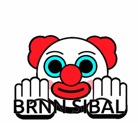 a cartoon of a clown with the words brnn sibal written below it