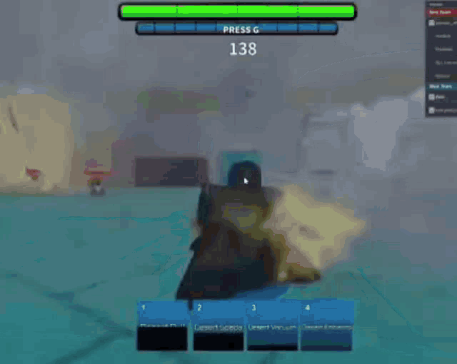 a cartoon character is flying through the air in a video game with a green bar on the screen .