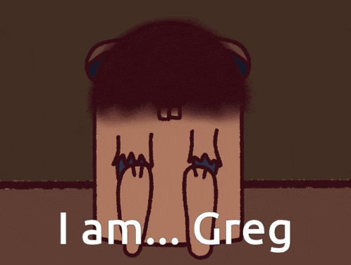 a cartoon drawing of a beaver with the words i am greg below it