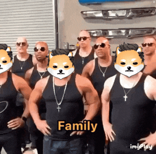 a group of men with fox masks on their faces are standing in a line and the word family is on the bottom right