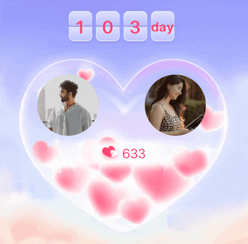 a heart with a picture of a man and a picture of a woman with the number 633