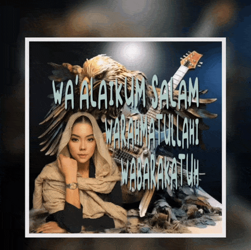 a picture of a woman and an eagle with the words wa ' alaikum salam