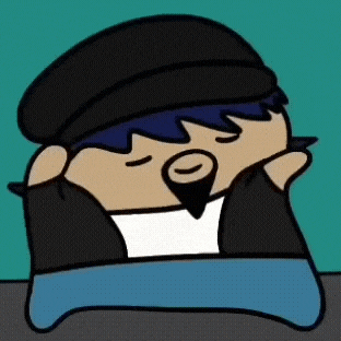 a cartoon character wearing a hat and a beard is sleeping on a bed .