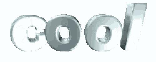 a 3d rendering of the word cool in silver letters on a white background .