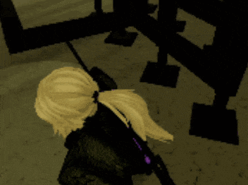 a girl with blonde hair is holding a gun
