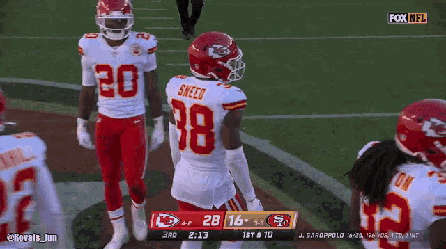 a fox nfl broadcast of a football game between the chiefs and the 49ers