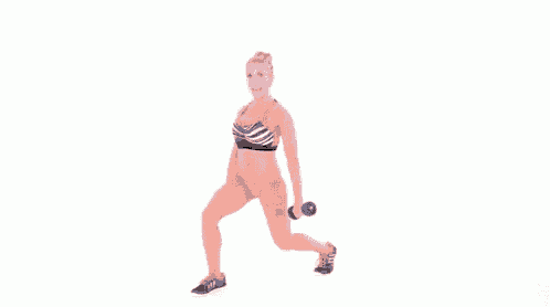 a woman in a pink top and shorts is holding dumbbells in her hands .