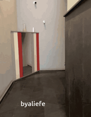 a corner of a room with the words byaliefe on the floor