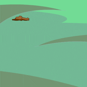 a cartoon of a penguin digging in the dirt