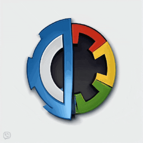 a blue circle with a red yellow green and blue circle inside