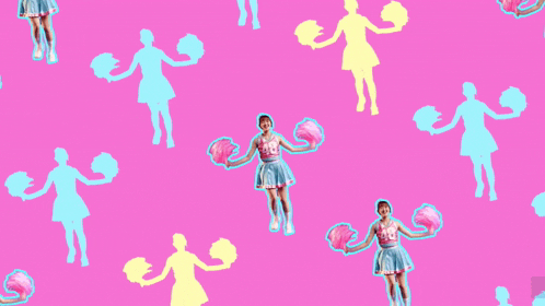 a pattern of cheerleaders with the number 99 on their tops
