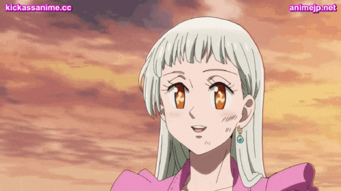 a girl with white hair and red eyes is smiling in front of an anime jp.net website