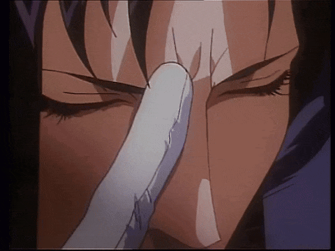 a close up of a person 's face with a white glove on it