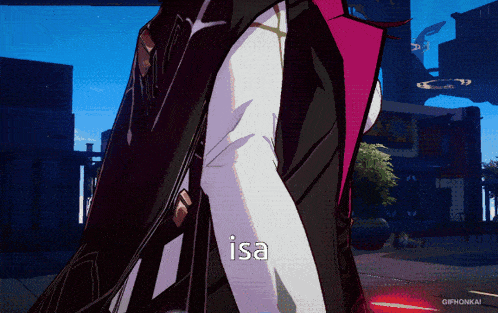 a person in a video game with the word isa on their pants