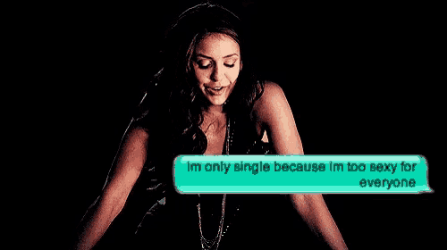 a woman is standing in front of a text message that says im only single because im too sexy for everyone