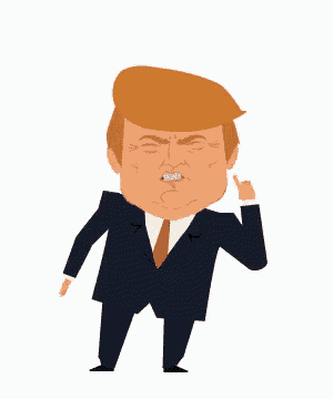 a cartoon drawing of donald trump giving a thumbs up