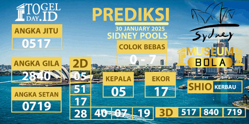 a poster for prediksi sydney pools for january 30 2025