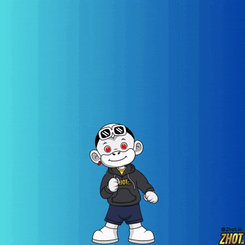 a cartoon character with a hoodie that says shot on it