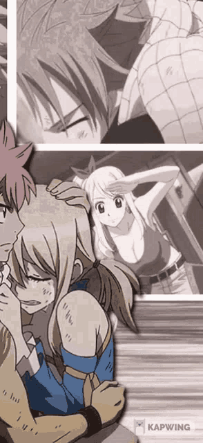 a man and a woman are hugging each other in an anime scene