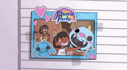 a cartoon of a girl hugging a monster with the year 2010 on it