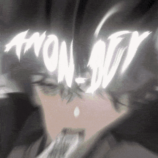 a blurry picture of a person with the words " among us " written in white