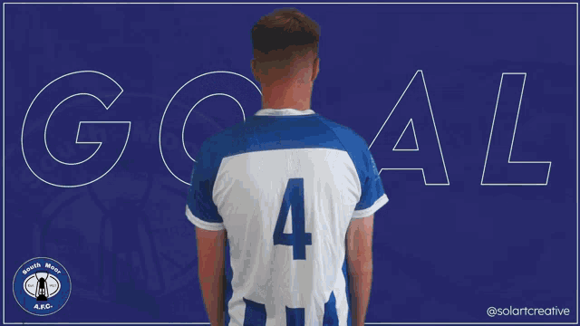 a man in a blue and white jersey with the number 4