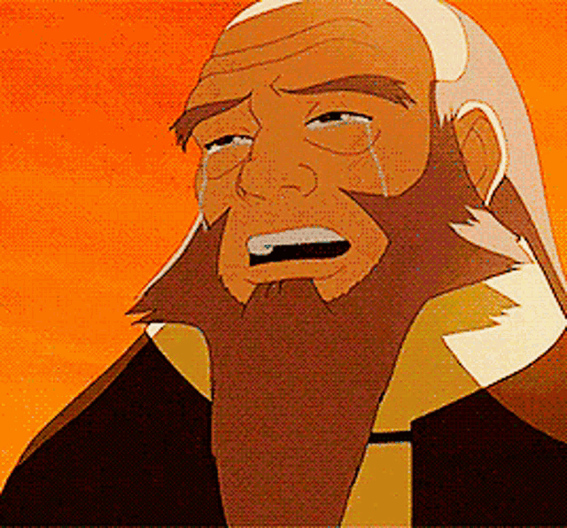 a man with a beard is crying with tears running down his face