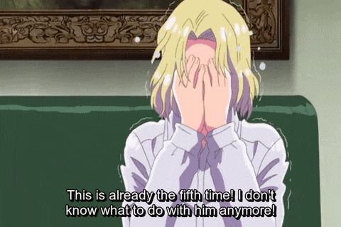 a man is covering his face with his hands and says this is already the fifth time i don 't know what to do