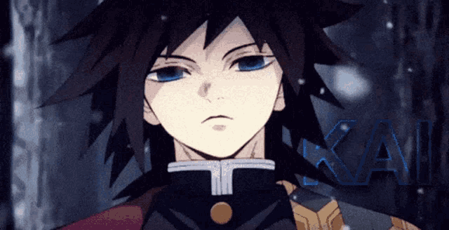 a close up of a person 's face with the word kai in the corner