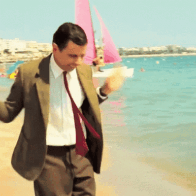 Mr-bean Scared-of-water GIF - Mr-bean Scared-of-water On-the-beach GIFs