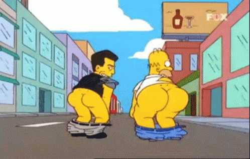 Mel Gibson And Homer Mooning - The Simpsons GIF - The Simpsons Mel Gibson Homer Simpson GIFs