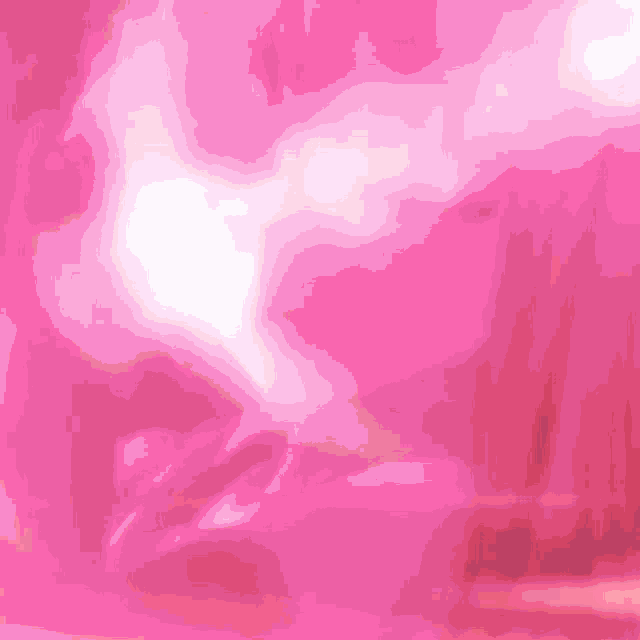 a girl with long pink hair is covering her face with her hands in a pink background .