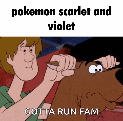 a cartoon of scooby doo saying pokemon scarlet and violet